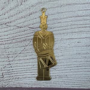 Vintage Thin Gold Metal Drummer Boy Christmas Tree Ornament 3 1/2"H